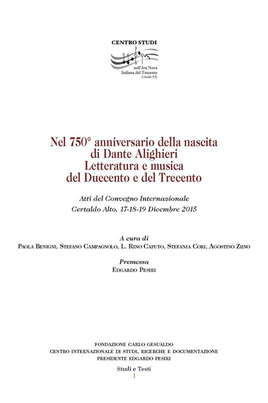 Nel 750 anniversario della nascita di Dante Alighieri