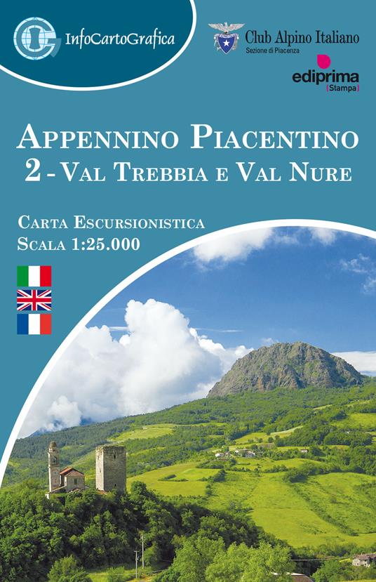 Appennino piacentino. Carta escursionistica 1:25.000. Ediz. italiana, inglese e francese. Con piccola guida. Vol. 2: Val Trebbia e Val Nure. - copertina