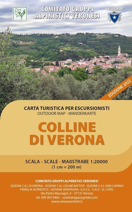 Colline di Verona. Carta turistica per escursionisti 1:200.000. Outdoor map wanderkarte - copertina