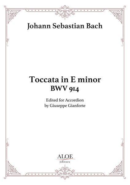 Toccata in E Minor BWV 914. Edited For Accordion - Johann Sebastian Bach - copertina