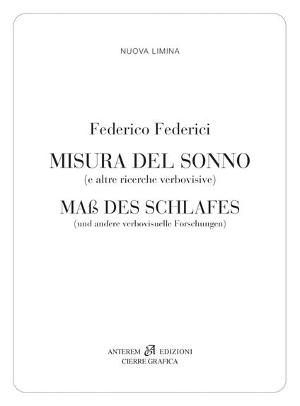 Misura del sonno. (e altre ricerche verbovisive). Ediz. multilingue - Federico Federici - copertina