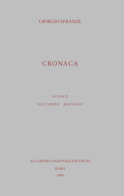 Cronaca - Giorgio Sfranze - copertina