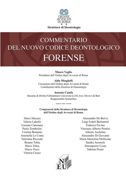 Commentario del codice deontologico forense - copertina