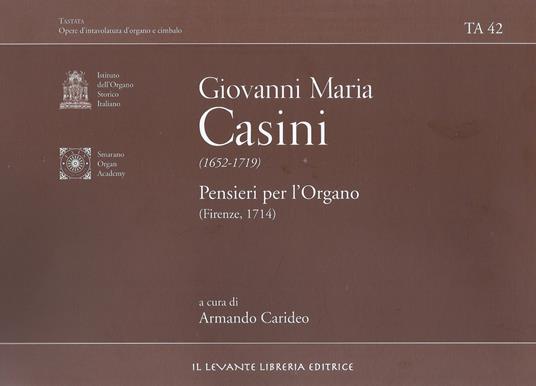 Pensieri per l'organo (Firenze 1714). Ediz. bilingue - Giovanni Maria Casini - copertina