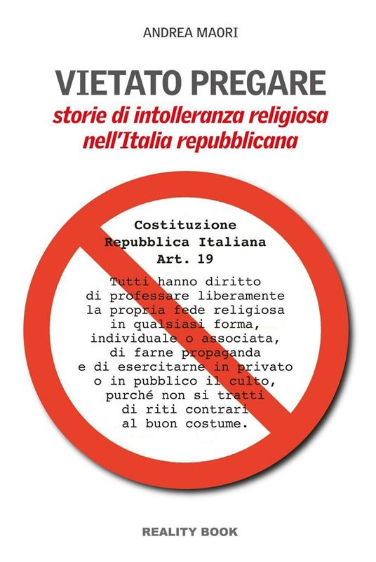 Vietato pregare. Storie di intolleranza religiosa nell'Italia repubblicana - Andrea Maori - copertina