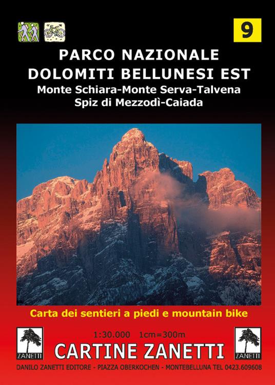 Parco Nazionale Dolomiti Bellunesi est. Monte Schiara, Monte Serva, Talvena, Spiz di Mezzodì, Caiada 1:30.000 - copertina