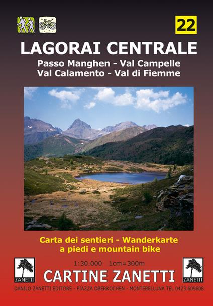 Lagorai Centrale. Passo Manghen, Val Campelle, Val Calamento, Val di Fiemme 1:30.000 - copertina