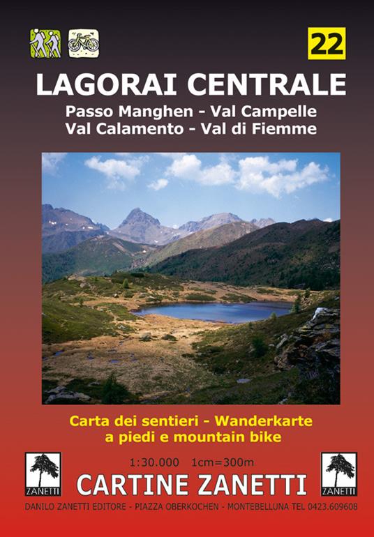 Lagorai Centrale. Passo Manghen, Val Campelle, Val Calamento, Val di Fiemme 1:30.000 - copertina