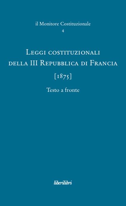 Leggi costituzionali della III Repubblica di Francia (1875) - copertina