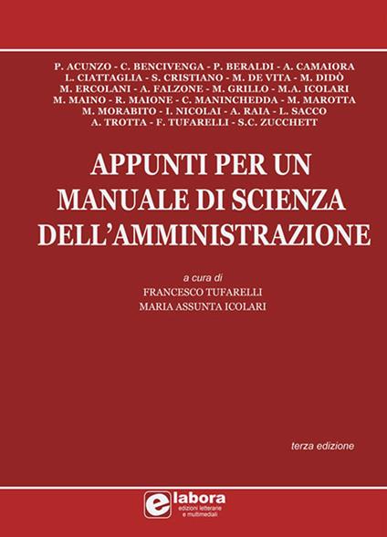 Appunti per un manuale di scienza dell'amministrazione - copertina