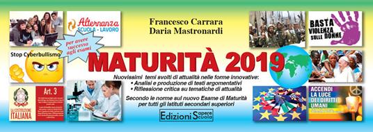 Maturità 2019. Per le Scuole superiori. Ediz. per la scuola - Francesco Carrara,Chiara Mastronardi - copertina