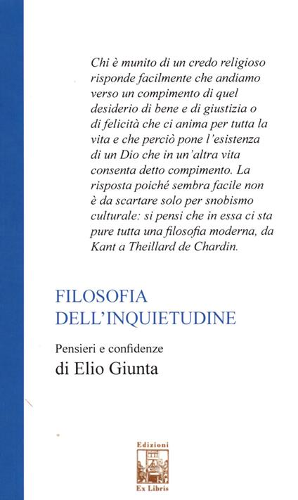 Filosofia dell'inquietudine - Elio Giunta - copertina