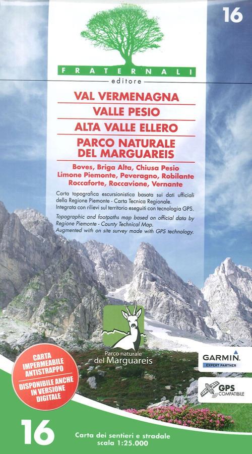 Carta n. 16. Val Vermenagna, Valle Pesio, Alta Valle Ellero, Parco naturale del Marguareis 1:25.000 - copertina