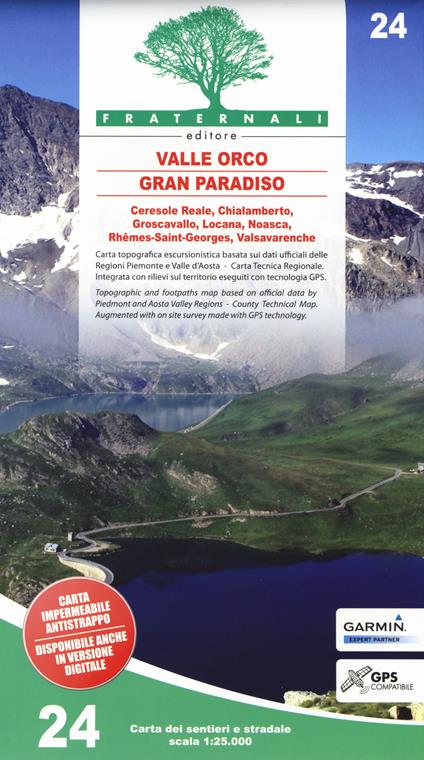 Carta n. 24. Valle Orco, Gran Paradiso. Carta dei sentieri e stradale 1:25.000. Adatto a GPS - copertina