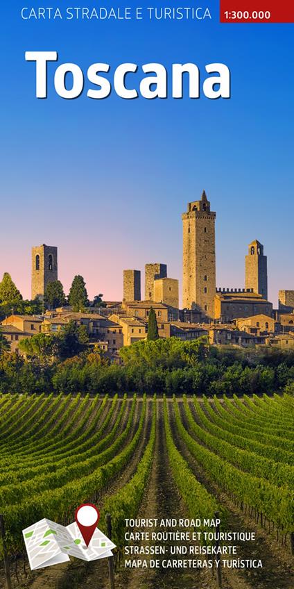 Carta stradale e turistica plastificata. Toscana. 1:300.000 - copertina