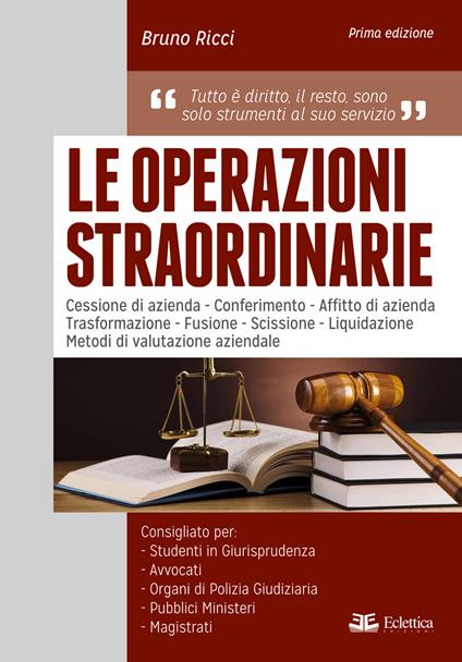 Le operazioni straordinarie - Bruno Ricci - copertina