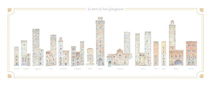 Le torri di San Gimignano. Libro-poster grande. Ediz. multilingue - copertina