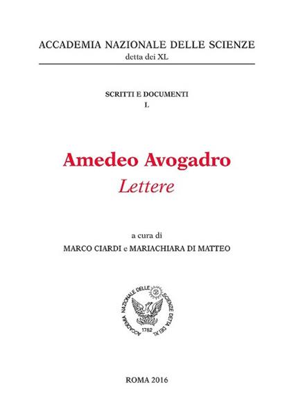 Amedeo Avogadro. Lettere - copertina