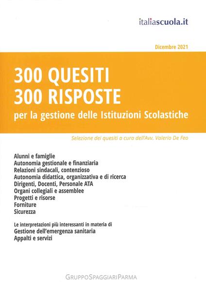 300 quesiti 300 risposte. Per la gestione delle istituzioni scolastiche - copertina