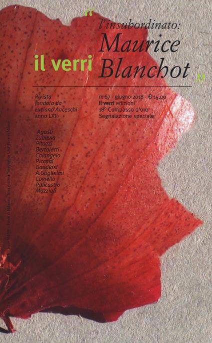 Il Verri (2018). Vol. 67: insubordinato: Maurice Blanchot, L'. - copertina