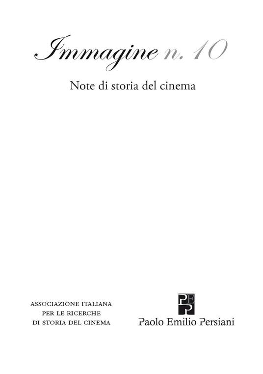 Immagine. Note di storia del cinema. Vol. 10 - copertina