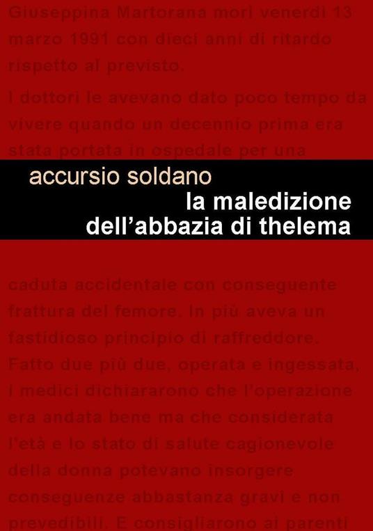 La maledizione dell'abbazia di Thelema - Soldano Accursio - copertina