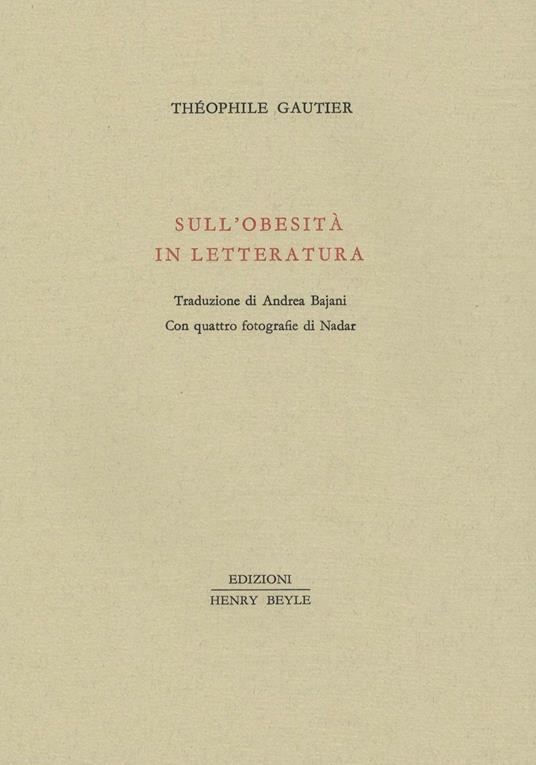 Sull'obesità in letteratura - Théophile Gautier - copertina