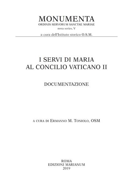 I Servi di Maria al Concilio Vaticano II - copertina