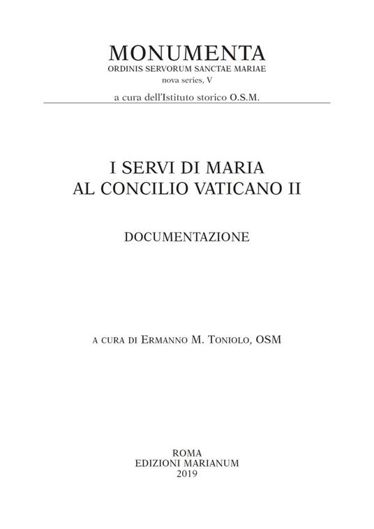 I Servi di Maria al Concilio Vaticano II - copertina