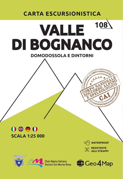 Valle di Bognanco. Domodossola e dintorni. Carta escursionistica 1:25.000 - copertina