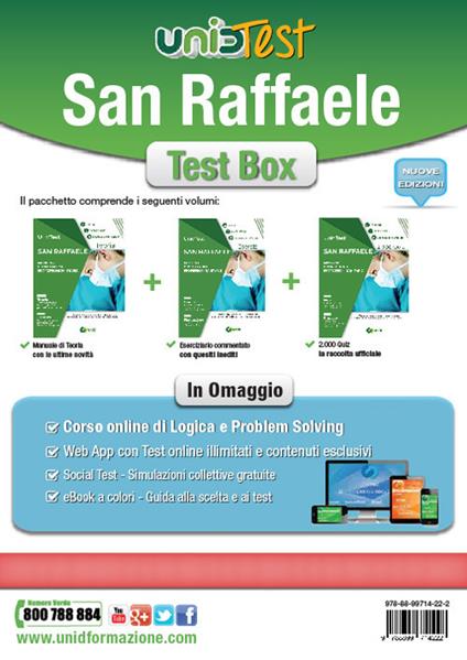 UnidTest. Università San Raffaele. Test box completo per il test di ammissione a Medicina, Odontoiatria e Professioni sanitarie: Manuale di teoria-Eserciziario commentato-2.000 quiz. Con app. Con e-book - Domenico Camasta,Gianluca Di Muro - copertina