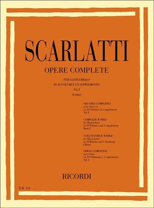  Opere Complete per Clavicembalo vol. I. Harpsichord -  Domenico Scarlatti - copertina