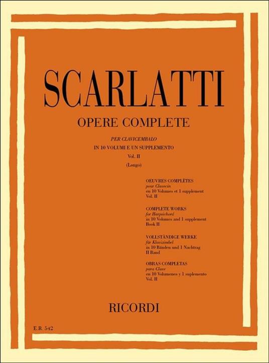  Opere Complete per Clavicembalo vol. II. Harpsichord -  Domenico Scarlatti - copertina