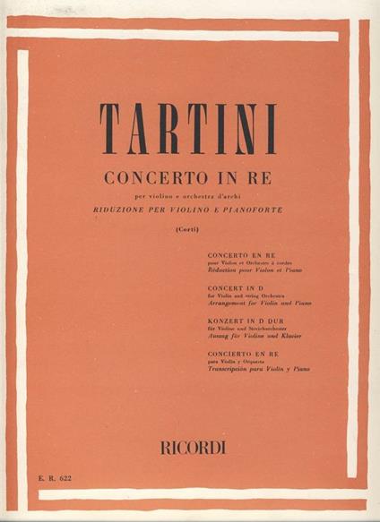  Concerto in Re Op. I N. 4. Trascriz. Violino e Pianoforte -  Giuseppe Tartini - copertina