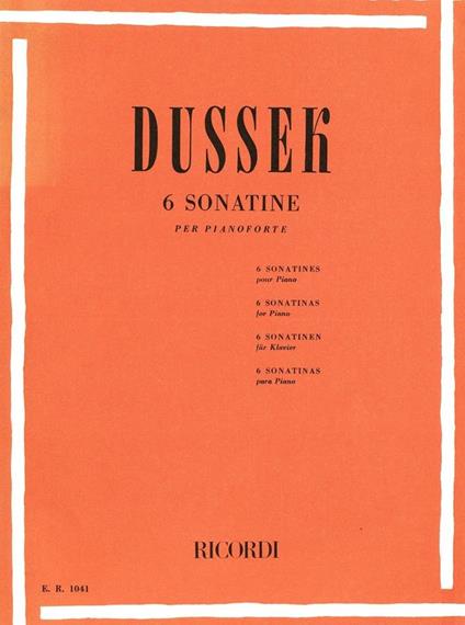  6 Sonatine Op. 20. Pianoforte -  Jan Ladislav Dussek - copertina