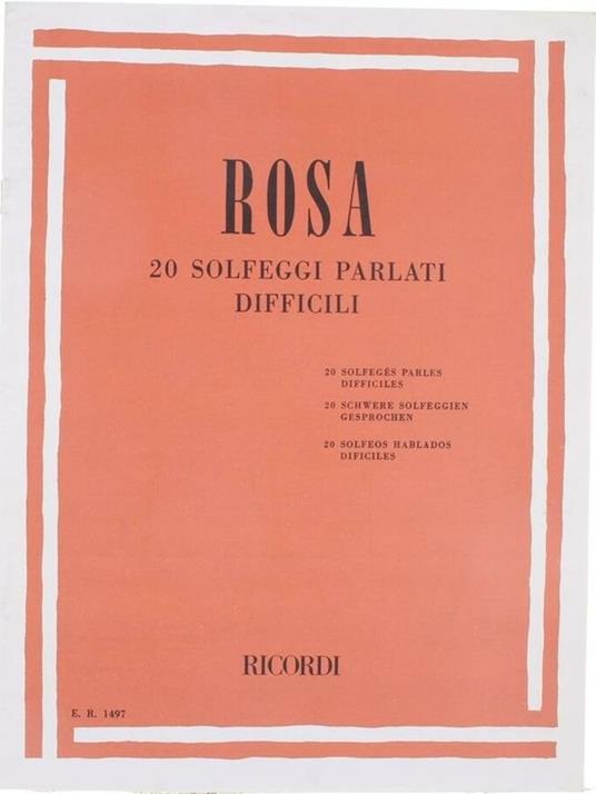  20 Solfeggi Parlati Difficili -  Marcello Rosa - copertina