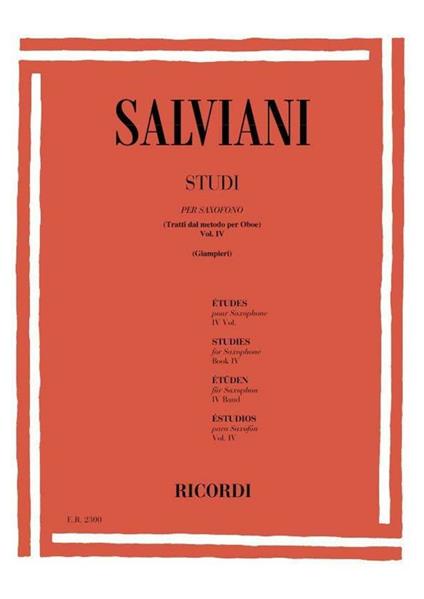  Studi per Saxofono (Tratti Dal Metodo per Oboe). sassofono. sax -  C. Salviani - copertina