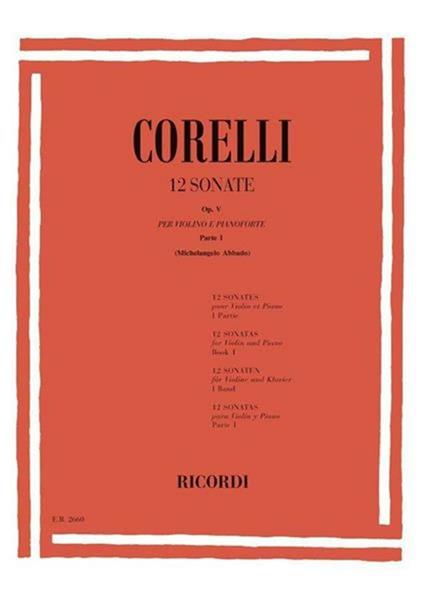  12 Sonate per Violino e Basso Op. vol. Violino e pianoforte -  Arcangelo Corelli - copertina