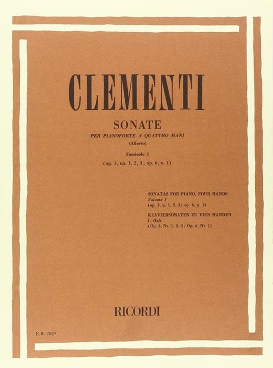 7 Sonate. Fascicolo I: Nn. 1. 4. Pianoforte a 4 mani -  Muzio Clementi - copertina