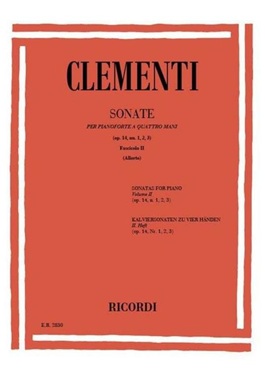  7 Sonate. Fascicolo II: Nn. 5. 7. Pianoforte a 4 mani -  Muzio Clementi - copertina