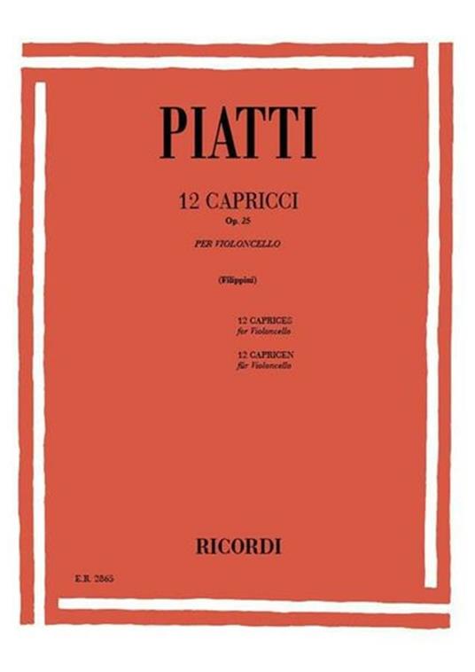  12 Capricci Op. 25. Violoncello. Spartiti -  Carlo Alfredo Piatti - copertina