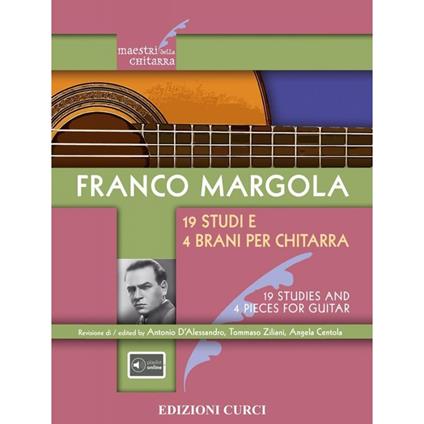  19 studi e 4 brani per chitarra-19 studies and 4 pieces for  guitar. Partitura -  Franco Margola - copertina