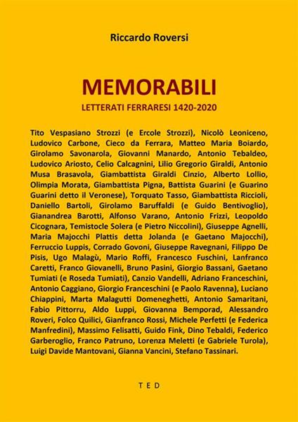 Memorabili. Letterati Ferraresi 1420-2020 - Riccardo Roversi - ebook