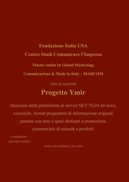 Progetto Ymir. MARCOM - Matteo Sanesi - copertina