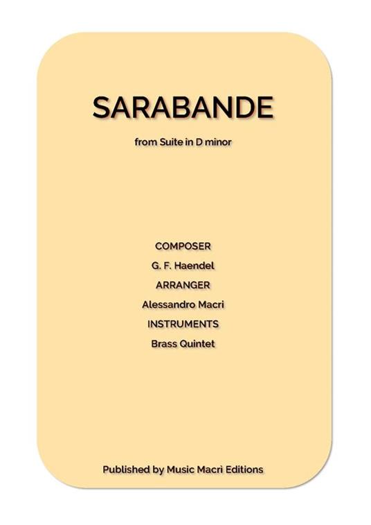 Sarabande from Suite in D minor by G. F. Haendel - Alessandro Macrì - ebook
