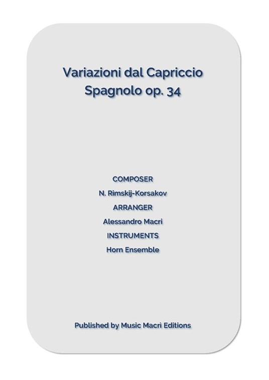 Variazioni dal Capriccio Spagnolo op. 34 by N. Rimskij-Korsakov - Alessandro Macrì - ebook