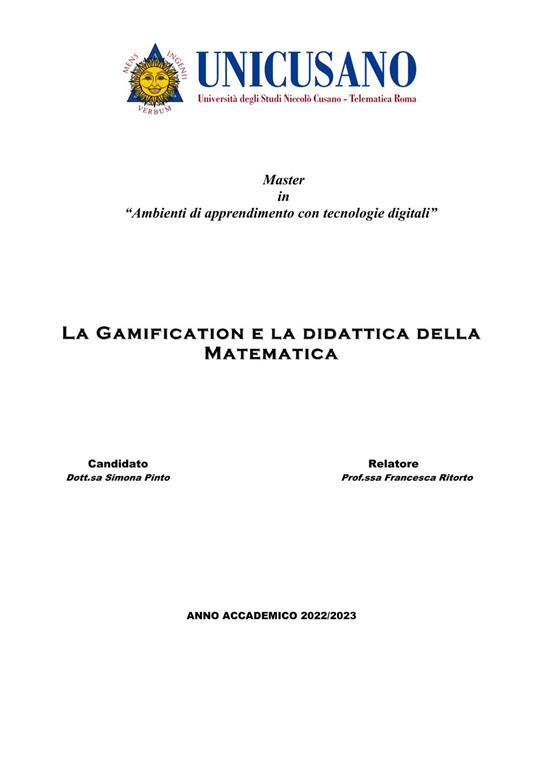 La gamification e la didattica della matematica - Simona Pinto - copertina