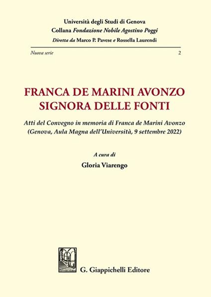 Franca de Marini Avonzo. Signora delle fonti - Lucio De Giovanni,Carlo Lanza,Francesco Arcaria - copertina