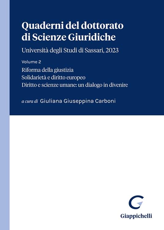 Quaderni del dottorato di Scienze giuridiche. Università degli Studi di Sassari (2023). Vol. 2 - copertina