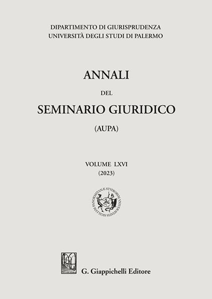 Annali del seminario giuridico dell'università di Palermo. Vol. 65 - copertina